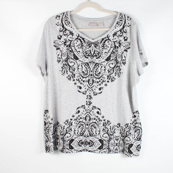 Chico's Zenergy V-Neck T-Shirt - P2P 23" - Size 3 - Picture 1 of 8